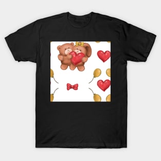 Teddy and Bunny lovely white balloons T-Shirt